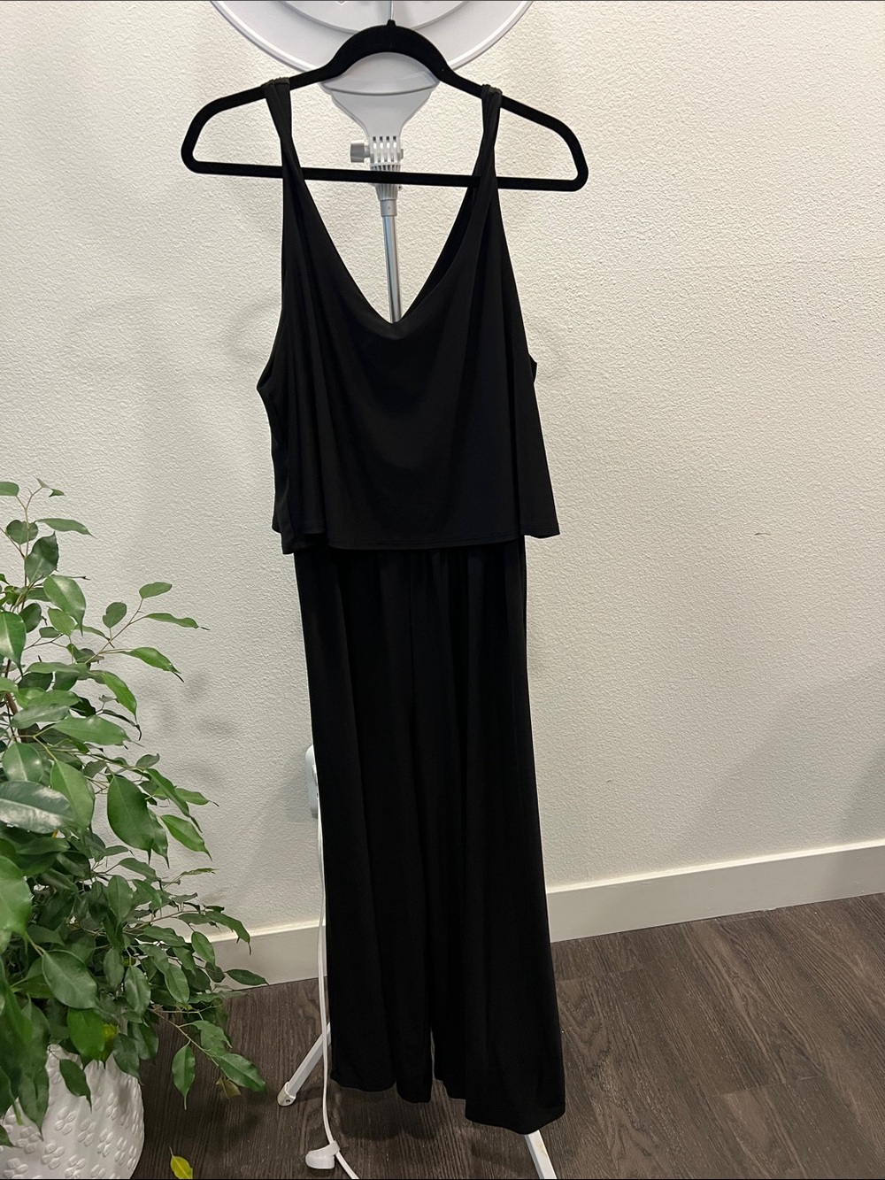 Tahari Black Sleeveless Jumpsuit with Draped Neckline